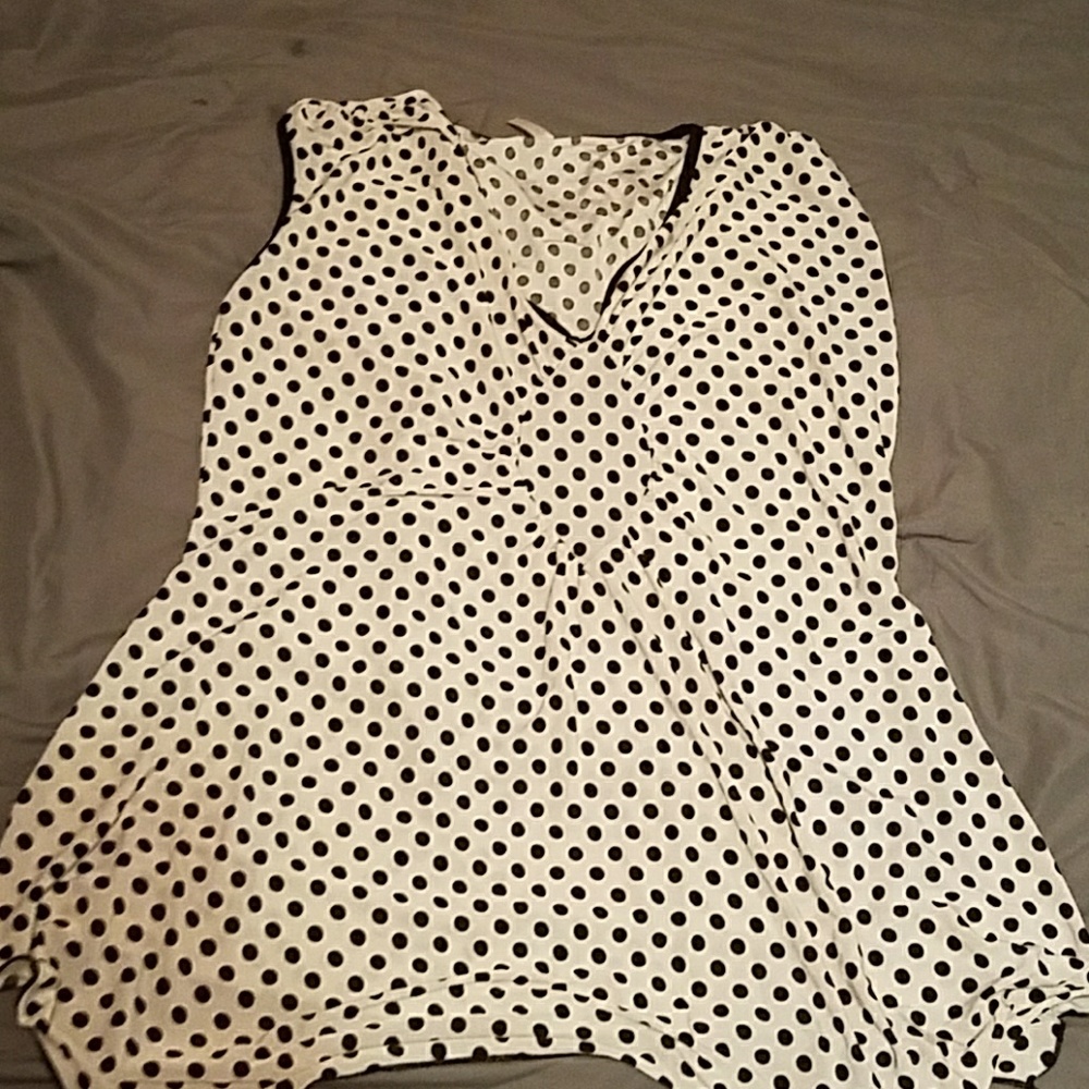 White shirt with black polka dots